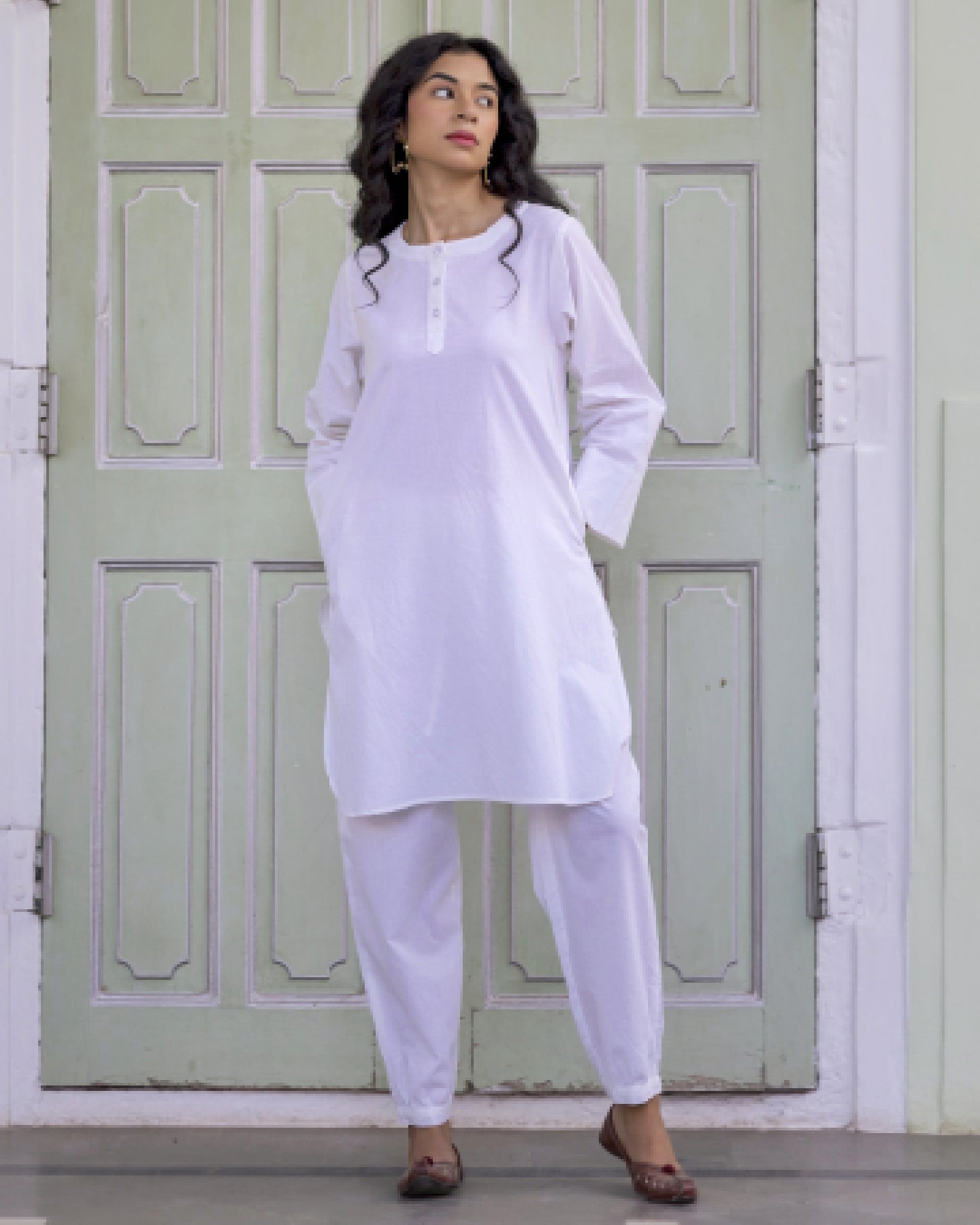 White 2025 kurti pajama